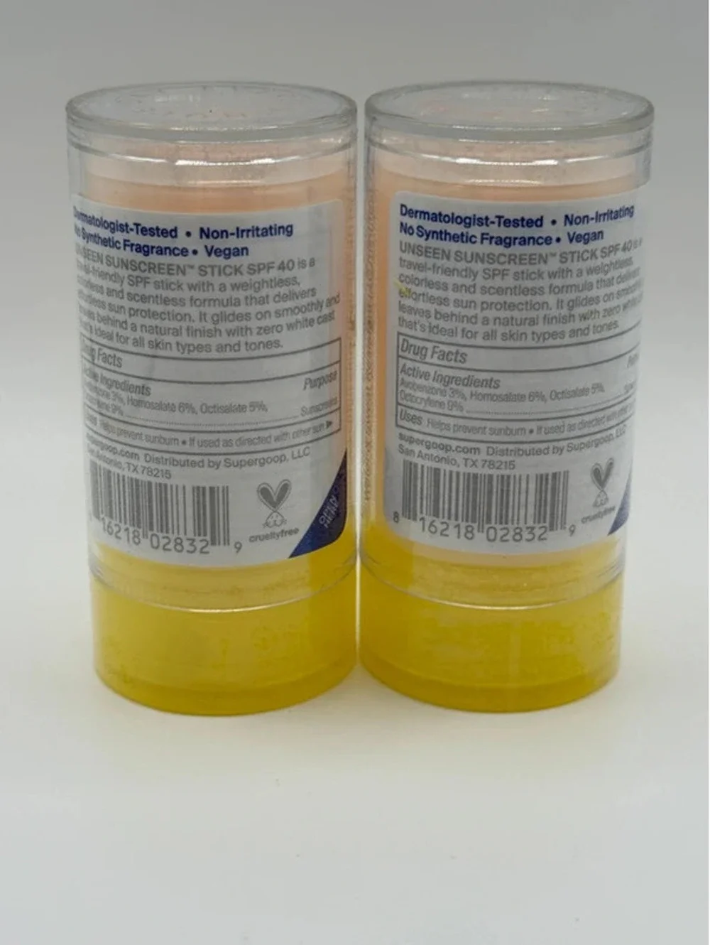 2 Supergoop! Unseen Sunscreen Stick SPF 40 0.70 oz Exp 06/2027